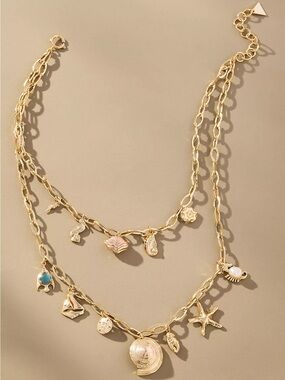 Anthropologie Summer Icon Layered Charm Necklace